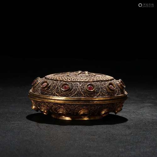 Sterling silver strangledfine gold jewelry box [the Buddha]S...