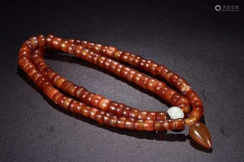 agate stone beadle bead necklaceBead diameter 3 cm wide, 1.1...