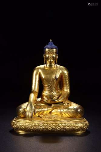 : copper and gold Buddha statue19 cm long 12.5 cm high 22.7 ...