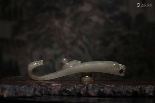 : hetian jade longnu belt hook37.1 grams, 9.5 CM wide and 1....