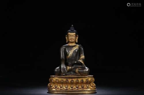 : copper and gold Buddha statueJin (2.306 17.5 CM long and 1...