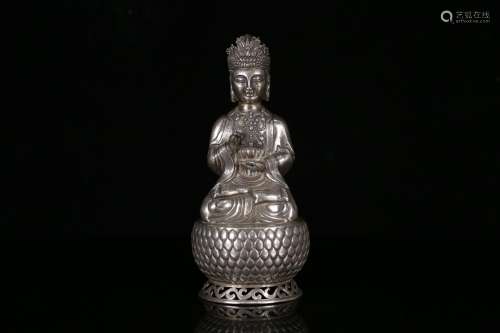 Silver guanyin statues, buddhist temple consecrate, pure, na...