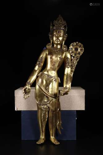 : copper and gold lotus guanyin stands resembleSize: 64.5 g ...