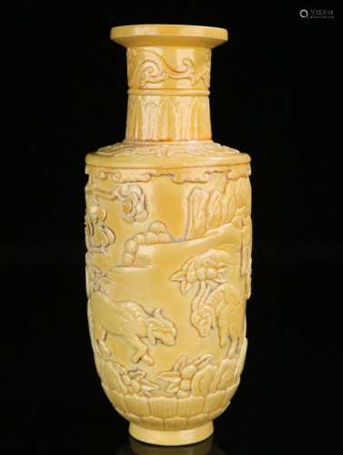 Overseas return yellow glaze - "three Yang kaitai, rewa...