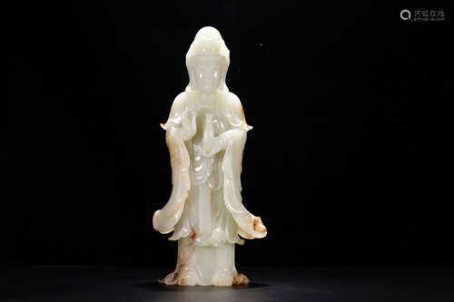 , hotan white jade guanyin stands resemble net bottleSize: 1...