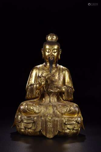Beginning: copper and gold Buddha statueLong 27 cm, 18.5 cm ...