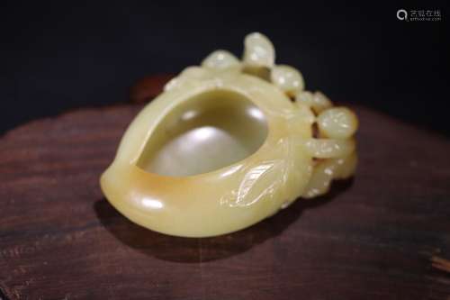 Old hotan white jade writing brush washer, hotan topaz four ...