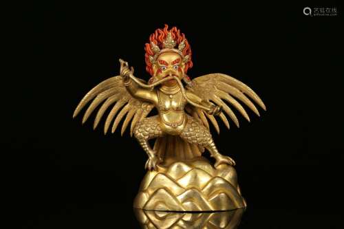 : copper and gold "dapeng bird" as its golden wing...