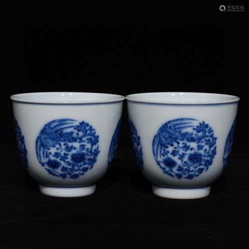 Blue and white grain cup,Size is 6.2 7.3