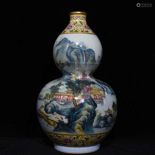 Pastel landscape character lines gourd bottle,Size and diame...
