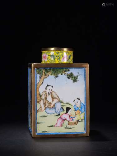 Caddy: money, enamel characters storySize: 6.7 cm long, 6.6 ...