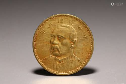 : pure gold coin Chiang kai-shekDiameter of 3.9 cm, 0.3 cm t...