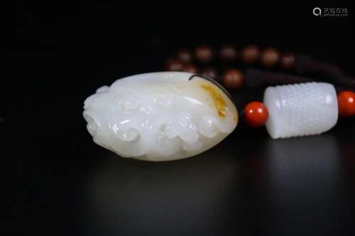 Hetian jade seed makings dragon grain, fine jade oil moisten...