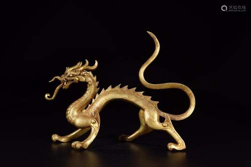 : copper and gold dragon furnishing articlesLong 26 cm wide ...