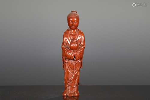 Boxwood comfortable guanyin stands resembleHigh 31.5 cm wide...