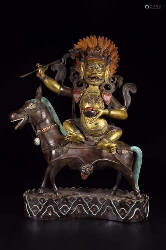 : copper and gold auspicious tien's statue32 cm wide 14 ...