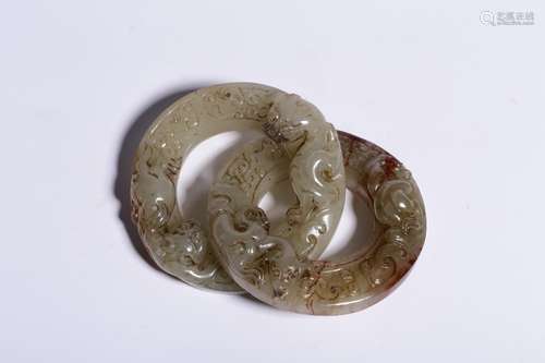 : hetian jade belt ooze therefore dragon yuhuan71.5 CM diame...