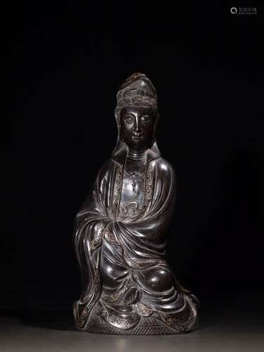 Lobular red sandalwood silver-inlaid guanyin cave furnishing...