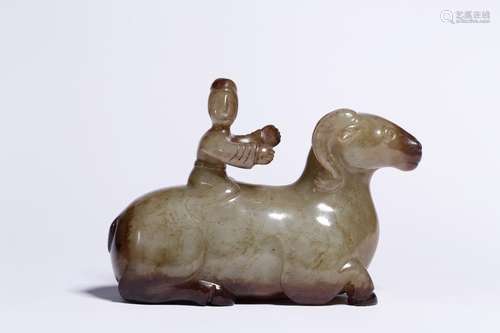 : hetian jade belt ooze figurines of people ride the sheep f...