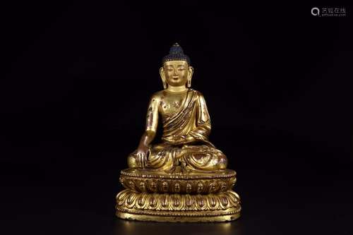 : copper gilding, shakyamuni Buddha statue17 cm wide 11 cm h...