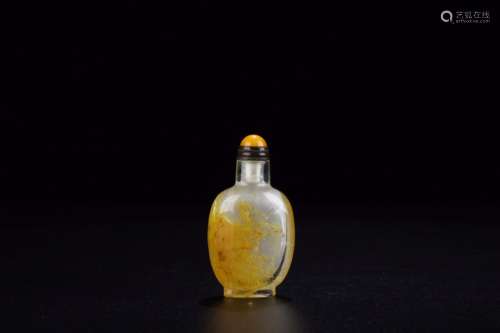 The crystal snuff bottleSize: 6.1 cm wide and 3.3 x 1.9 cm w...