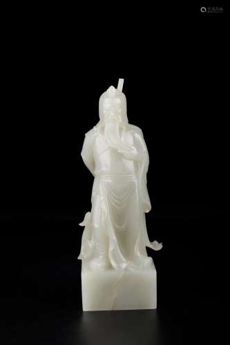 , hotan white jade guan gong stands resembleSize: 8 x 6 x 22...