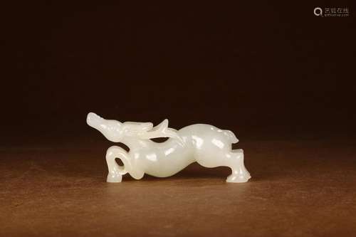 Hetian jade deer furnishing articlesSize: x2.1 9.8 x4.2 cm a...