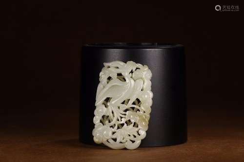 , hotan white jade engraved look chicken wearing flowers onS...