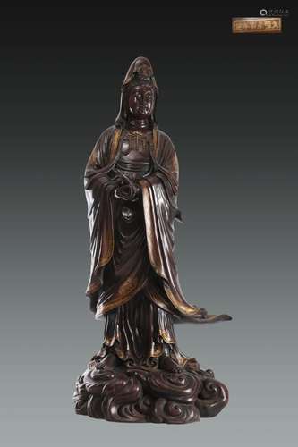 Precision casting copper foetus guanyin stands resemble gold...