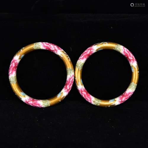 Jindi colored enamel floral print bracelet, outer diameter: ...