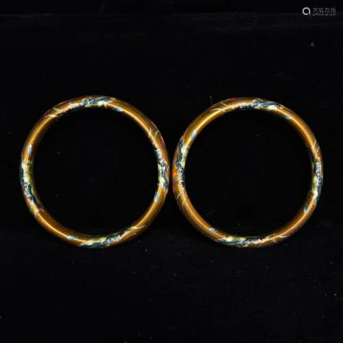 Jindi colored enamel bangles, outer diameter: 7.4, inside di...