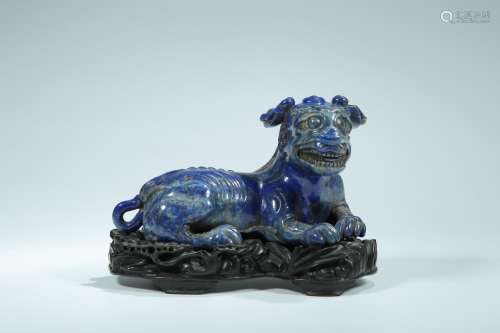 Lion, lapis lazuli furnishing articlesHigh 8 cm long 14 cm81...