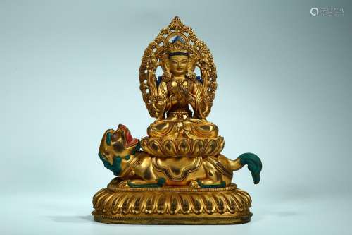 , copper manjusri bodhisattva's statue8.5 cm long and 18...