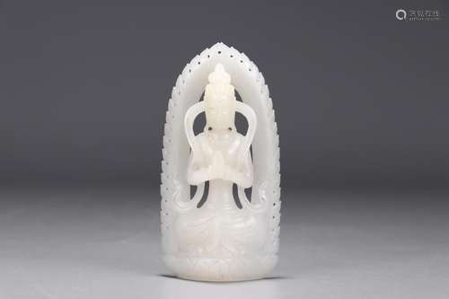 : hetian jade guanyin pendant4.5 cm long, 1.5 cm wide, 8.5 c...