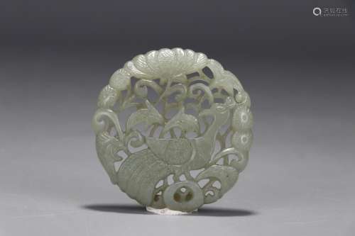 Listed: hetian jade engraved look flowers and birdsDiameter ...