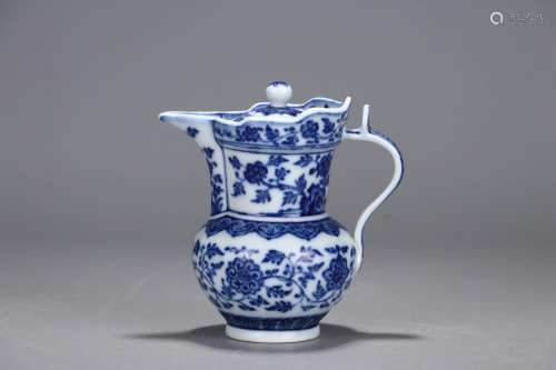 , "" blue and white tie up branch grain mitral pot...