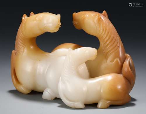 The jade, jade horse furnishing articlesSize, 9.6 cm long an...