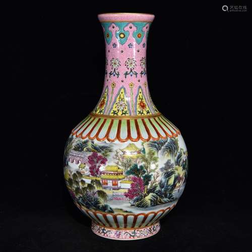 Pastel landscape pattern bottle, 32 x 19,