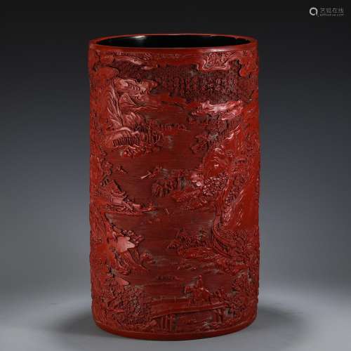 Carved lacquerware, landscape paintings of peopleSize, high ...