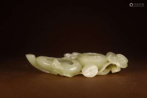 , hotan jade lotus pond double water washingSize: 20.5 x8.3 ...