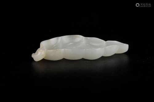 Hotan white jade leaf shape pen lickSize: 12 * 7 * 1.5 cm we...