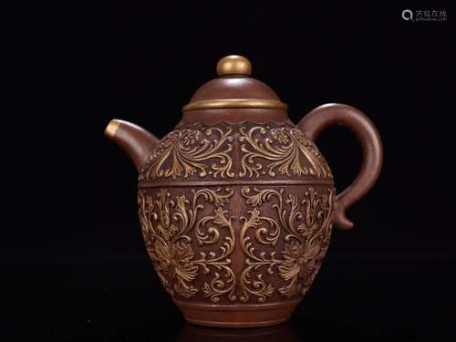 - old yixing purple sand "lotus flower" tea POTSSp...