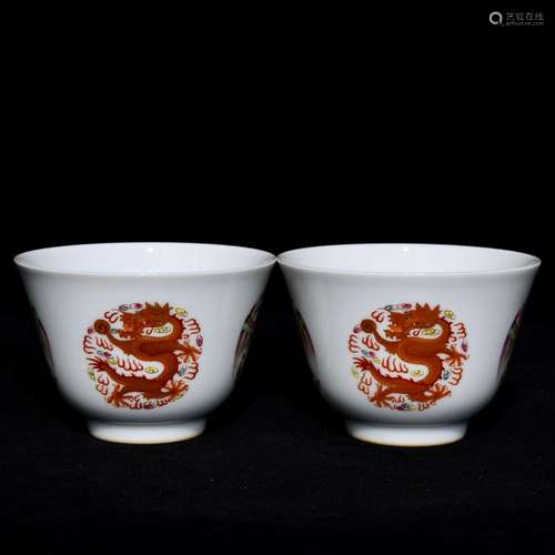 , enamel paint longfeng grain cup, high diameter of 8.5 5.8,