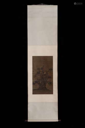 Pines figure generation"huang gongwang" silk scrol...