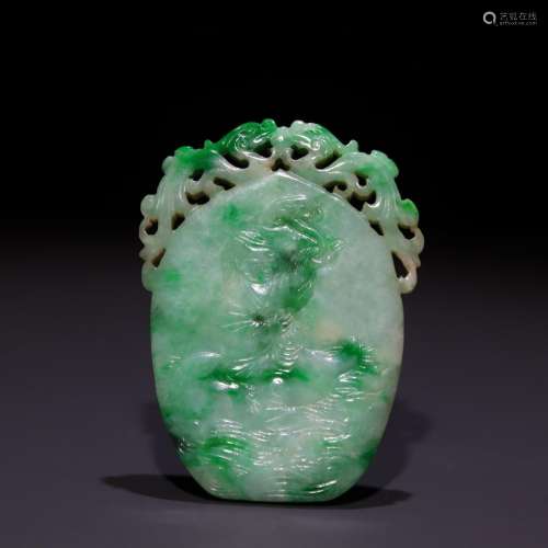 Jade carving "blessing from days" ssangyong wek-ji...
