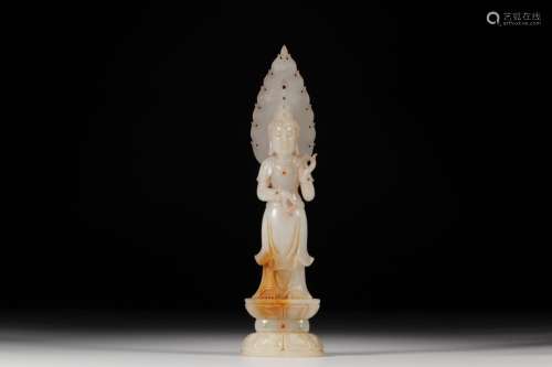 Hetian jade guanyin stands resembleSize6.6 x4.8 x24.8 cm and...