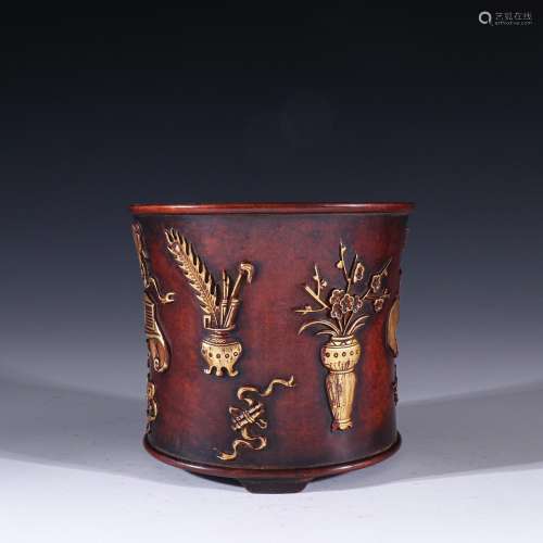 Copper and gold antique grain bucketSpecification: high 13.7...