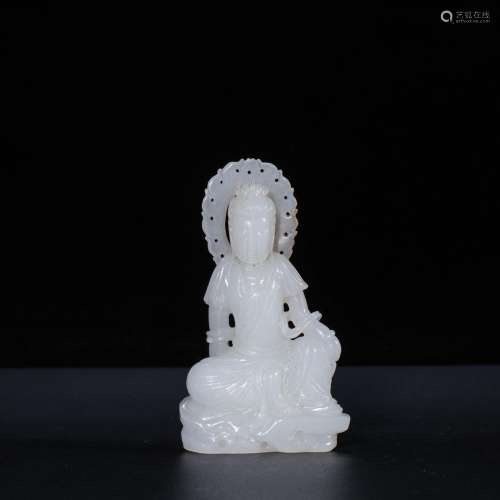 Hetian jade guanyin statueSpecification: 8.5 cm long 5 cm hi...