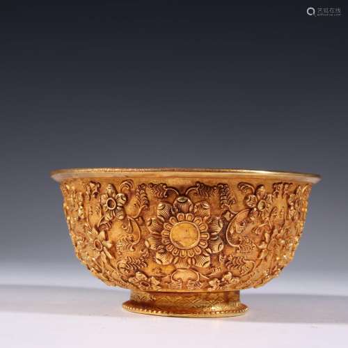 Copper gold pattern bowlSpecification: 6 cm high 12.3 cm wid...