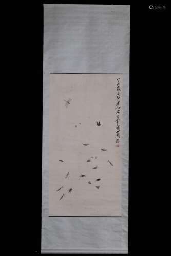 Modern"qi baishi" hundred insect printed vertical ...